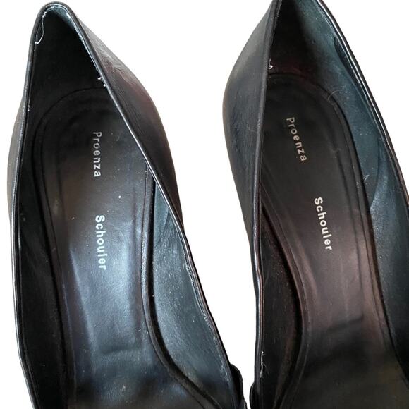 Proenza Schouler Cut Out Point Toe Black Leather Heels size 9.5 EU 39 1/2 - Picture 6 of 10